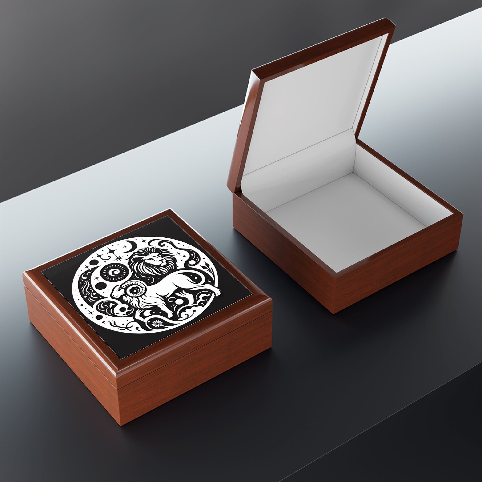 Celestial Zodiac Lion Jewelry Box