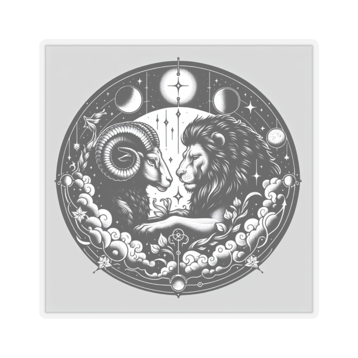 Astrological Ram and Lion Sticker
