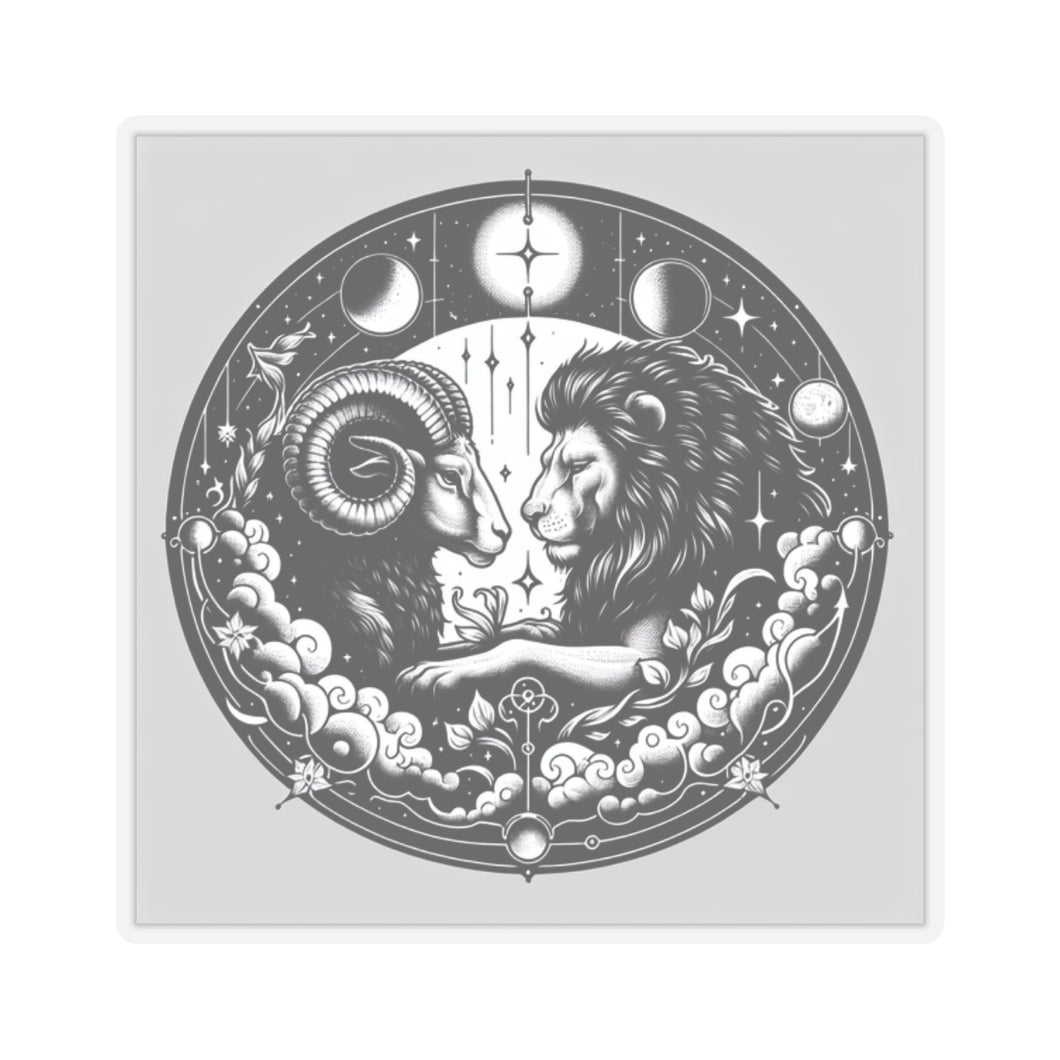 Astrological Ram and Lion Sticker