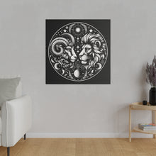 Load image into Gallery viewer, Astrological Aries and Leo Black and White Artwork on Matte Canvas, Stretched 0.75 Inch Frame
