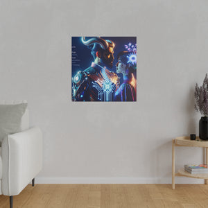 Futuristic Fantasy Portrait Matte Canvas Art - Cybernetic Romance - Stretched 0.75 Inch Frame