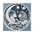 Celestial Zodiac Harmony Matte Canvas Art - Capricorn and Leo Constellation Design