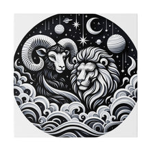 Load image into Gallery viewer, Celestial Zodiac Aries and Leo Harmony Matte Canvas Art - Stretched 0.75 Inch
