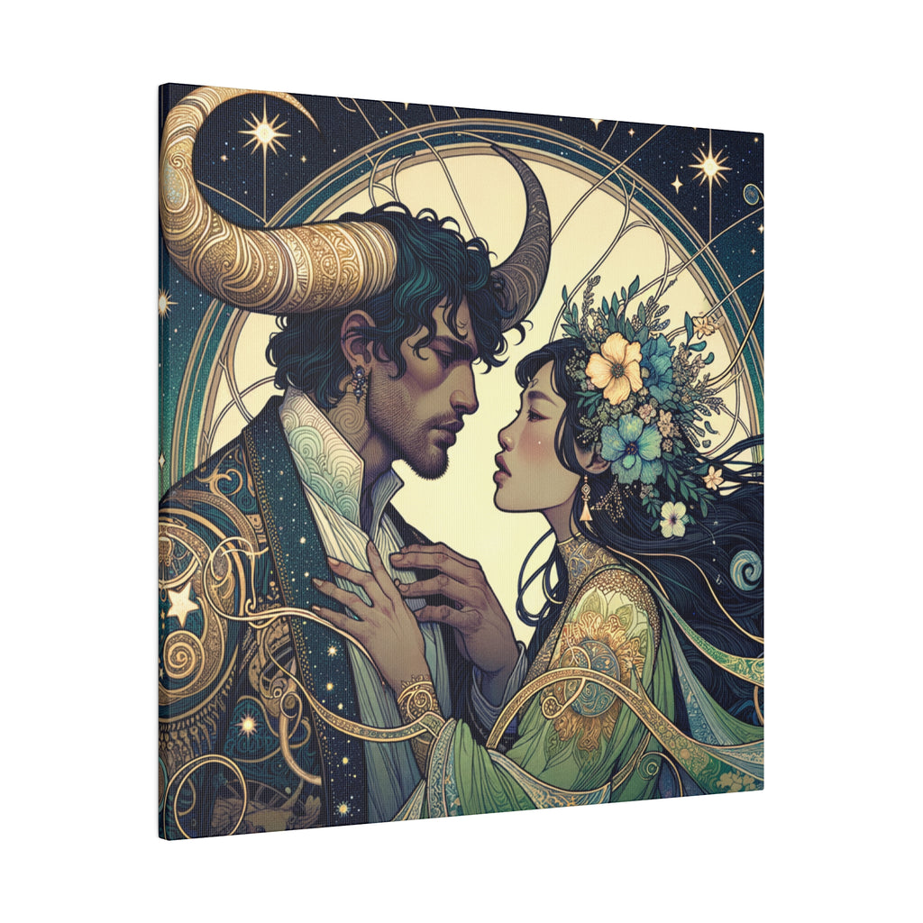 Celestial Embrace - Zodiac-Inspired Art on Matte Canvas Stretched 0.75 Inch