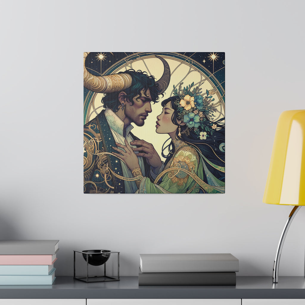 Celestial Embrace - Zodiac-Inspired Art on Matte Canvas Stretched 0.75 Inch