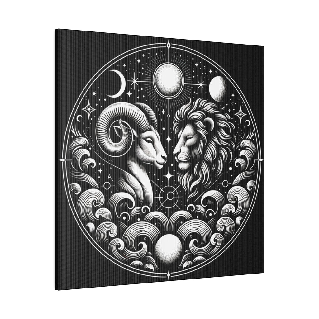 Celestial Zodiac Aries and Leo Harmony Matte Canvas Art