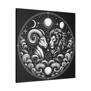 Celestial Zodiac Aries and Leo Harmony Matte Canvas Art