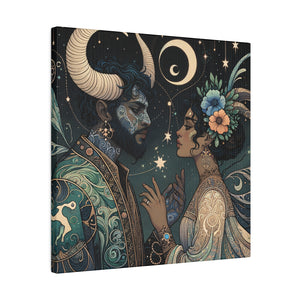 Celestial Embrace - Cosmic Lovers Art Matte Canvas Print, Stretched 0.75 Inch