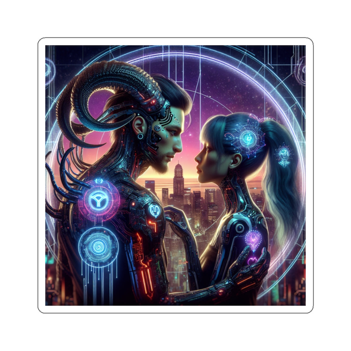 Cyber Love Cityscape Sticker
