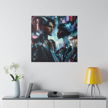 Load image into Gallery viewer, Cybernetic Embrace - Neon Fantasy Art Matte Canvas Print, Stretched 0.75 Inch
