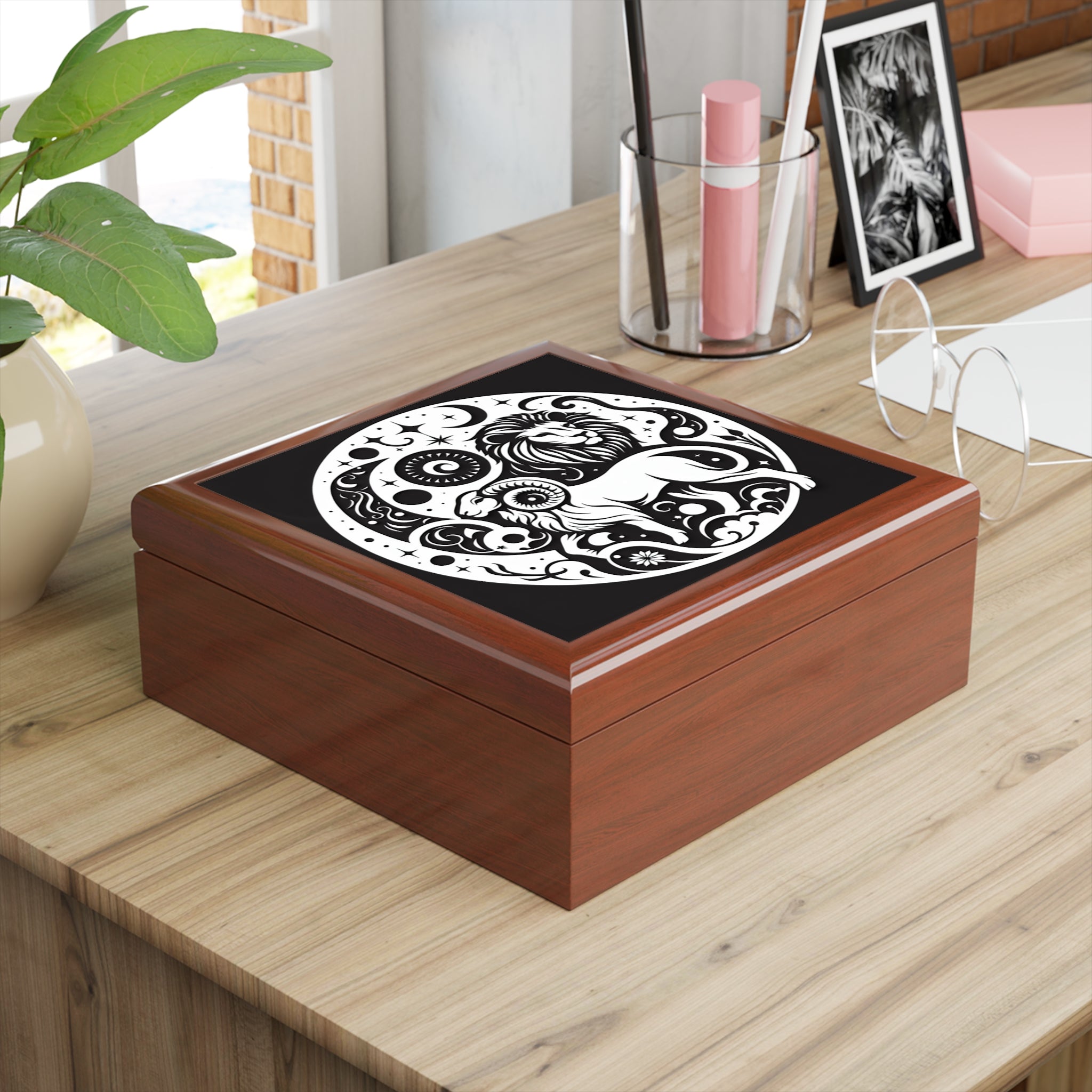 Celestial Zodiac Lion Jewelry Box
