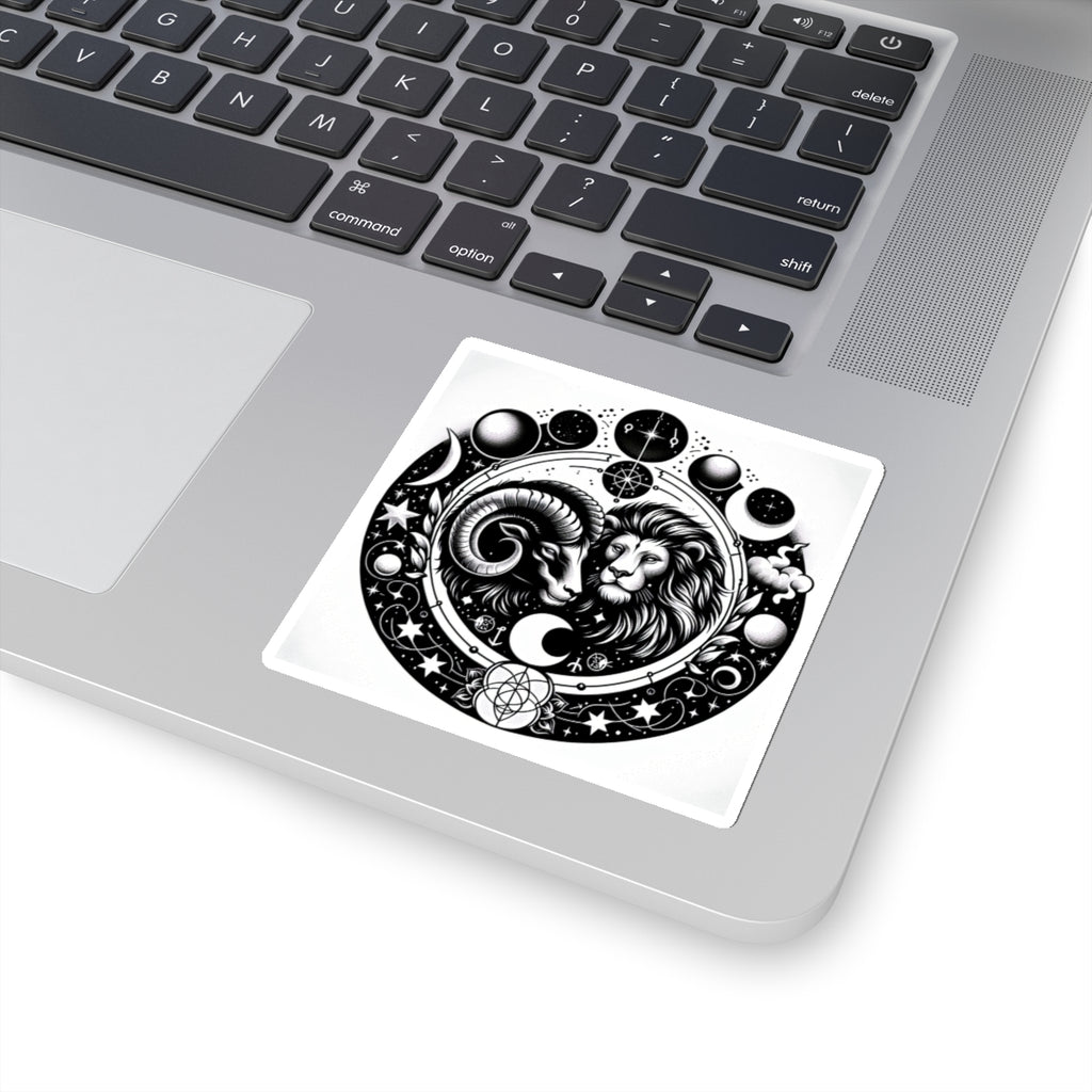 Astrological Lion and Ram Sticker