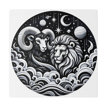 Load image into Gallery viewer, Celestial Zodiac Aries and Leo Harmony Matte Canvas Art - Stretched 0.75 Inch
