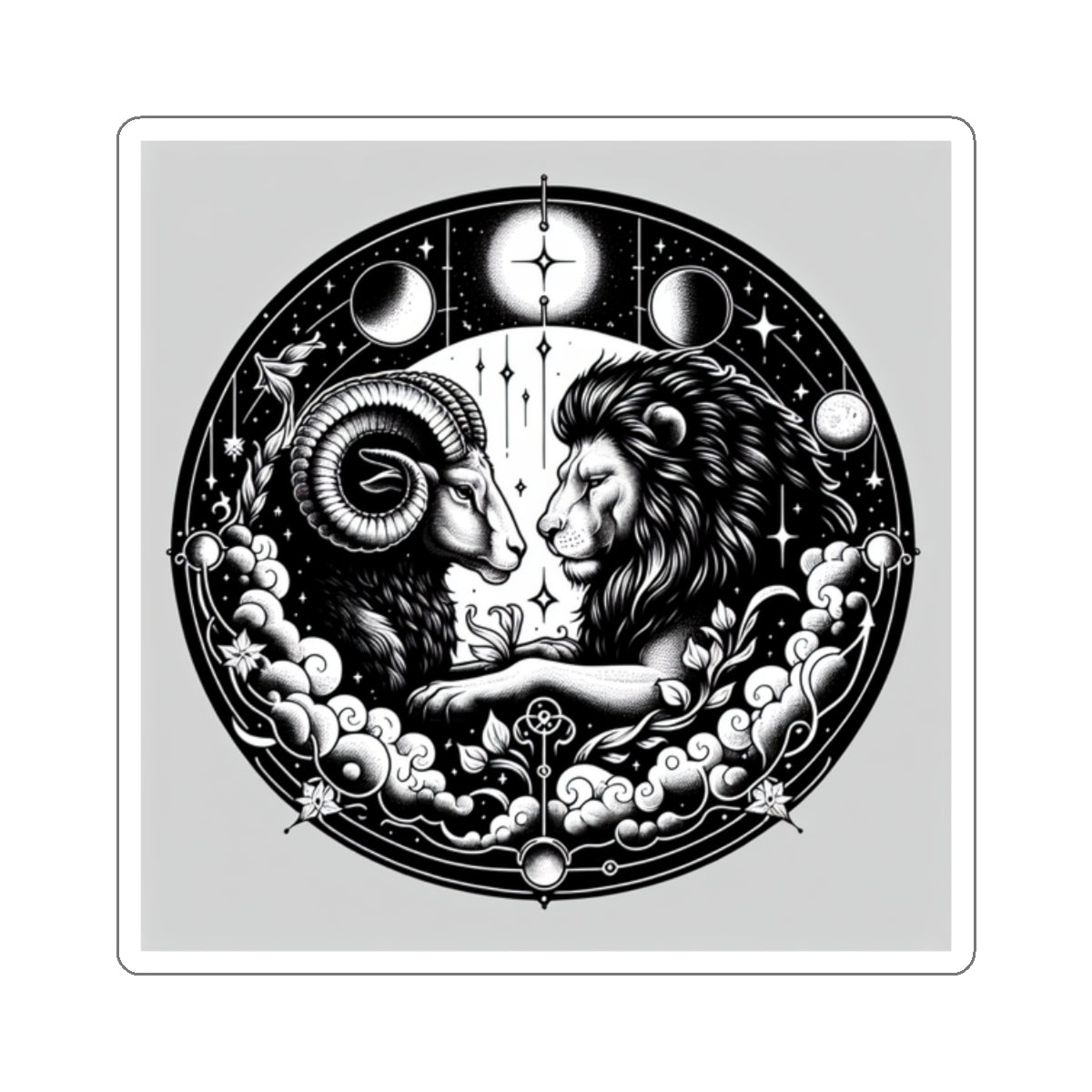 Astrological Ram and Lion Sticker