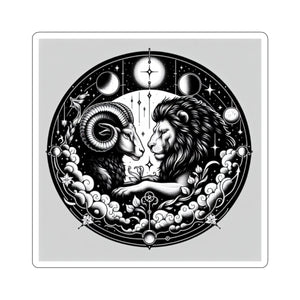 Astrological Ram and Lion Sticker