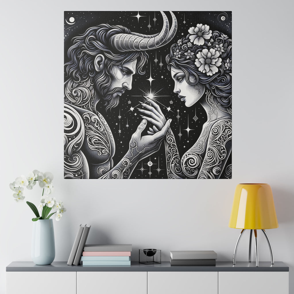 Celestial Embrace - Cosmic Lovers Matte Canvas Art 0.75 Inch Frame