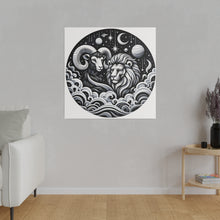 Load image into Gallery viewer, Celestial Zodiac Aries and Leo Harmony Matte Canvas Art - Stretched 0.75 Inch
