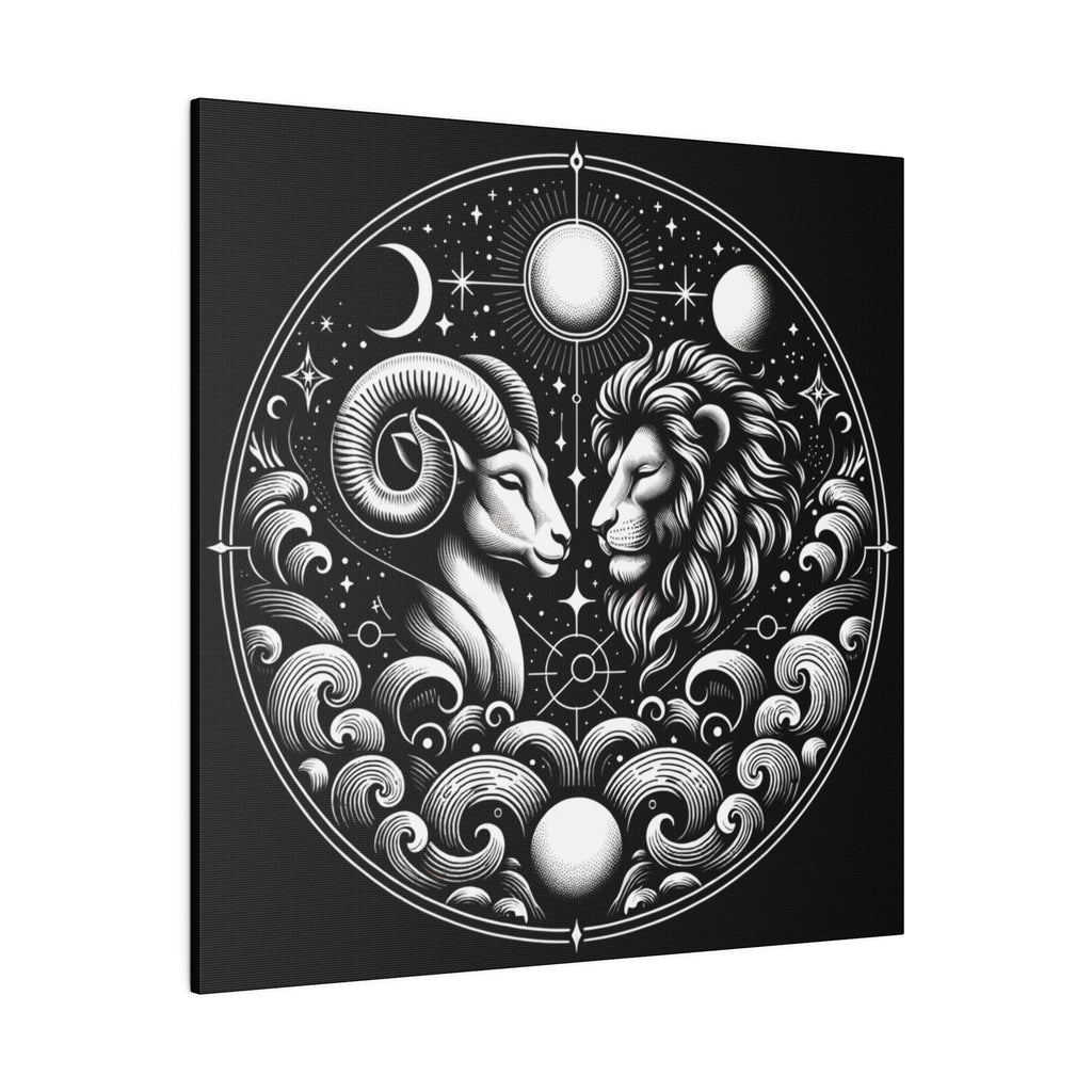 Celestial Zodiac Aries and Leo Harmony Matte Canvas Art