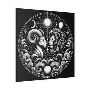 Celestial Zodiac Aries and Leo Harmony Matte Canvas Art
