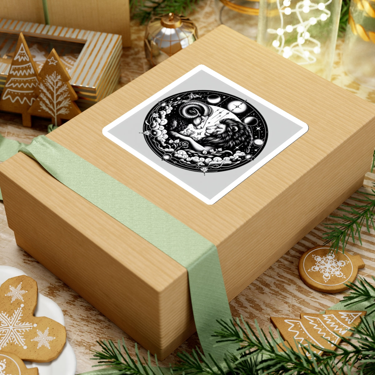 Astrological Ram and Lion Sticker