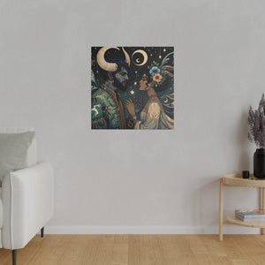 Celestial Embrace - Cosmic Lovers Art Matte Canvas Print, Stretched 0.75 Inch