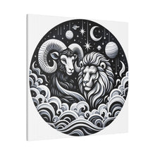 Load image into Gallery viewer, Celestial Zodiac Aries and Leo Harmony Matte Canvas Art - Stretched 0.75 Inch
