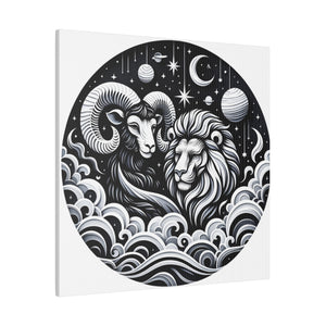 Celestial Zodiac Aries and Leo Harmony Matte Canvas Art - Stretched 0.75 Inch