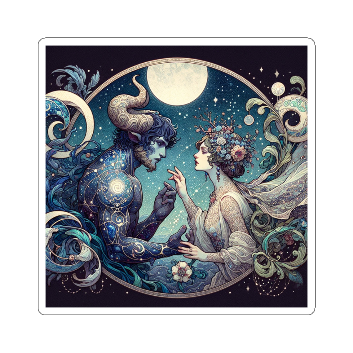 Celestial Lovers Kiss-Cut Sticker