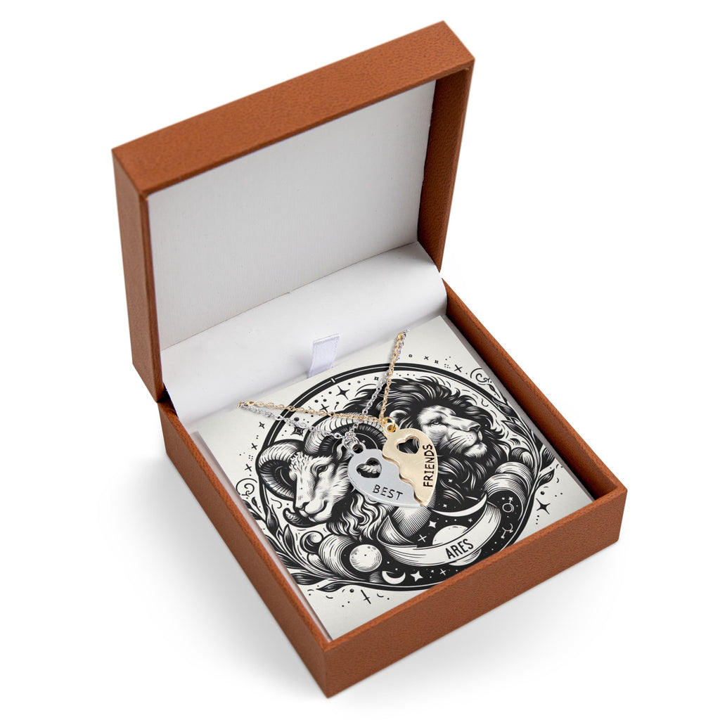 Aries Zodiac Split Heart Necklace