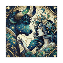 Load image into Gallery viewer, Celestial Zodiac Taurus and Woman Artwork Matte Canvas Print - Stretched 0.75 Inch Frame
