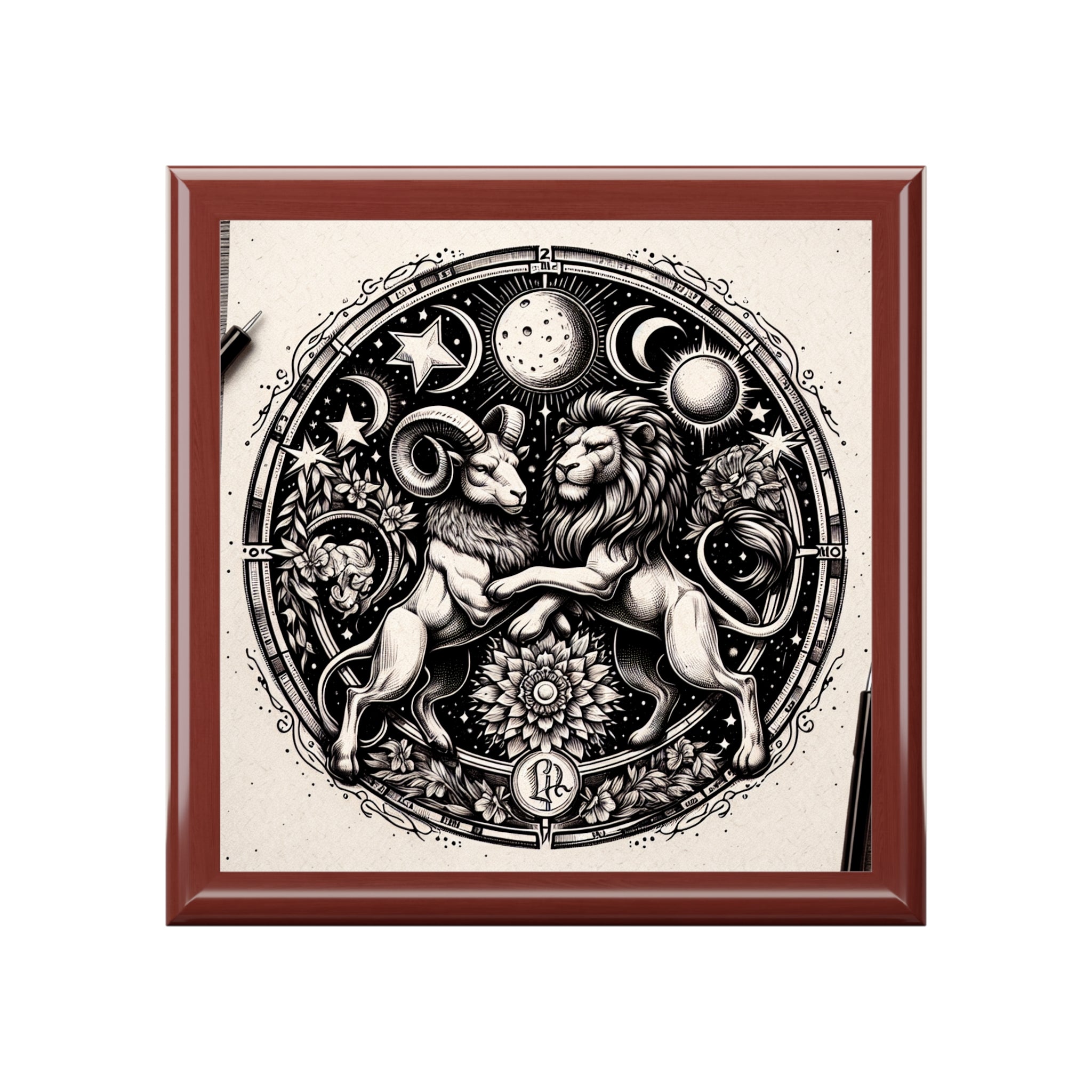 Astrological Lions Elegant Jewelry Box