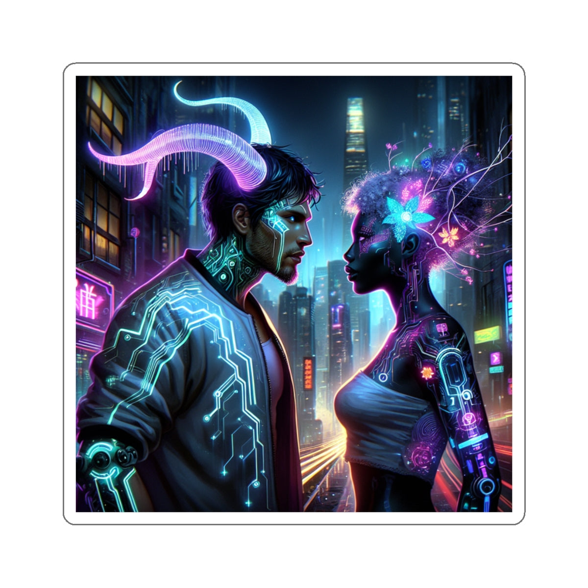 Cyberpunk Romance Kiss-Cut Sticker