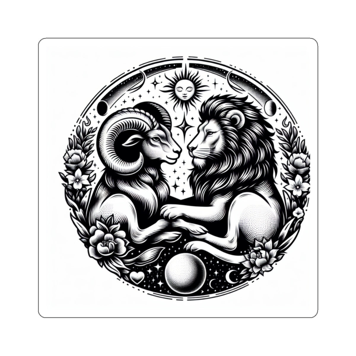 Celestial Lion and Ram Sticker