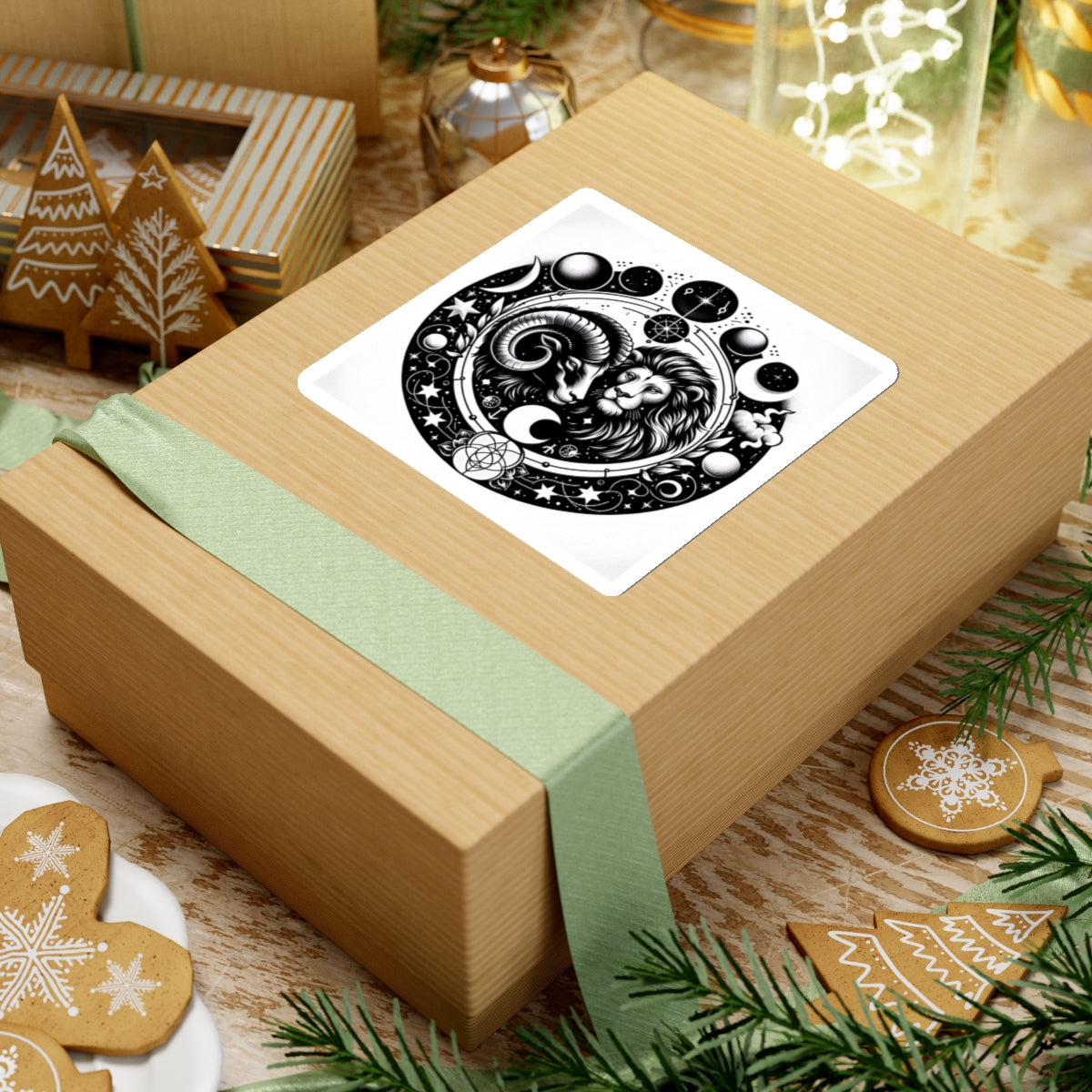 Astrological Lion and Ram Sticker
