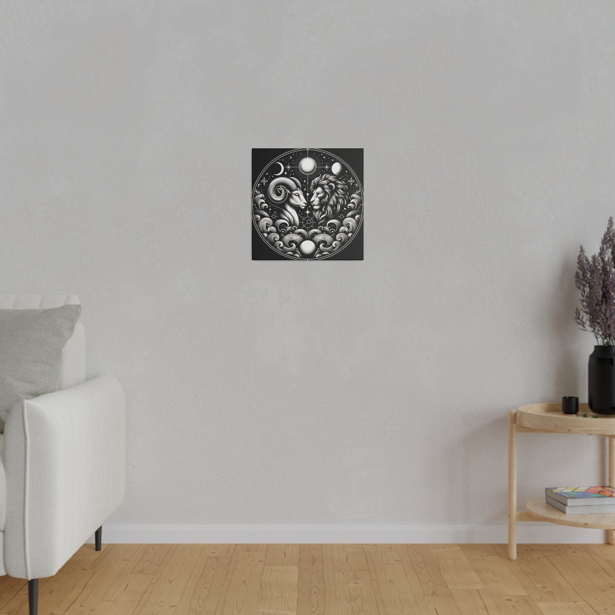 Celestial Zodiac Aries and Leo Harmony Matte Canvas Art