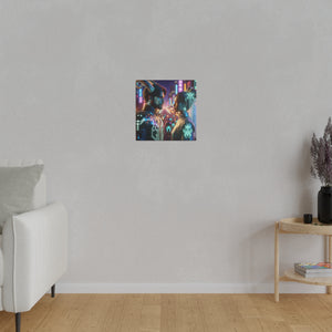 Cyberpunk Romance - Neon Dreamscape Matte Canvas Art 0.75 Inch Frame