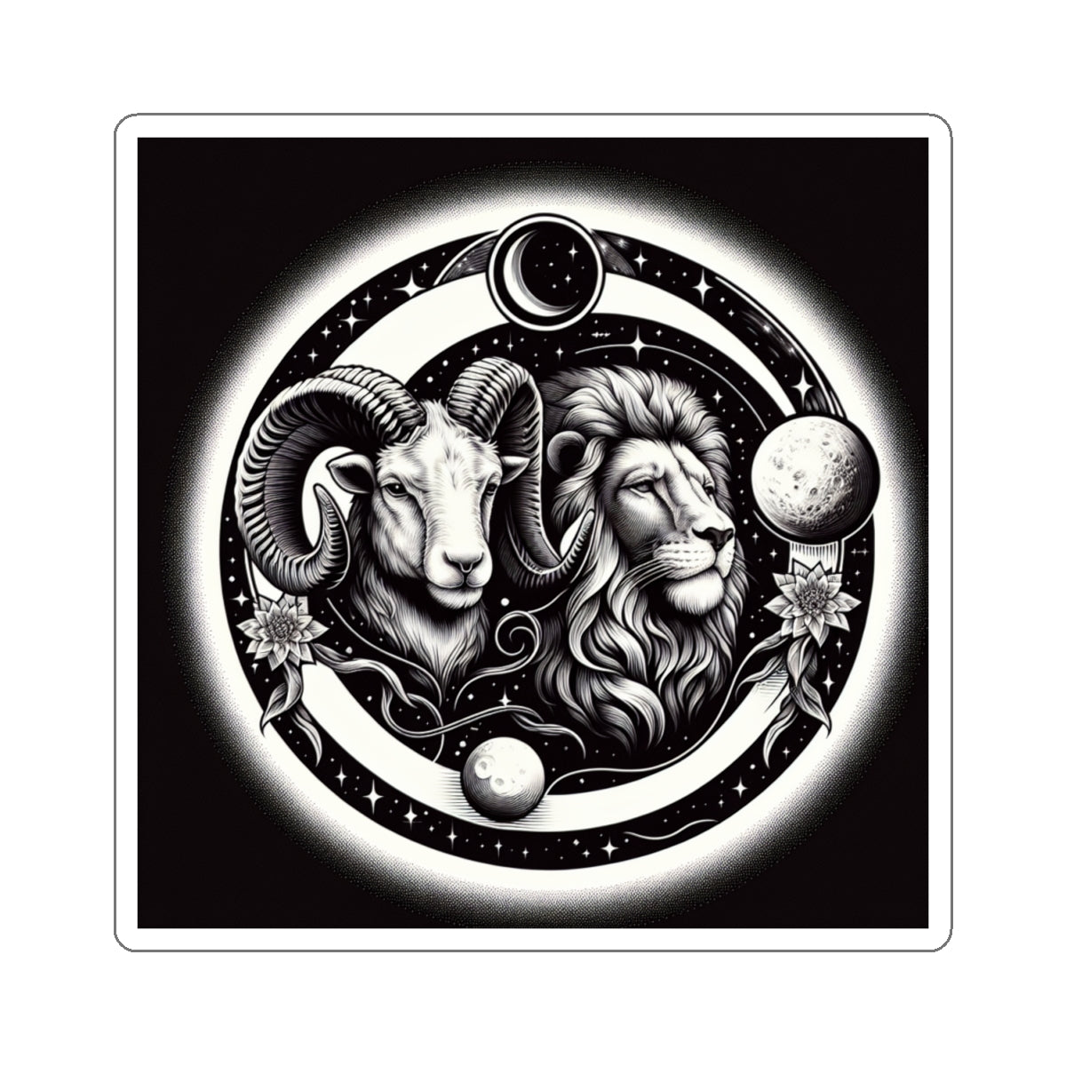 Celestial Lion and Ram Sticker