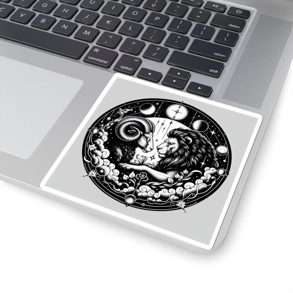 Astrological Ram and Lion Sticker