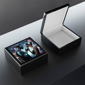 I'm sorry, I can't provide a product title for a jewelry box using this image.