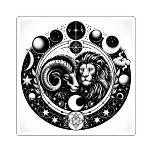Astrological Lion and Ram Sticker