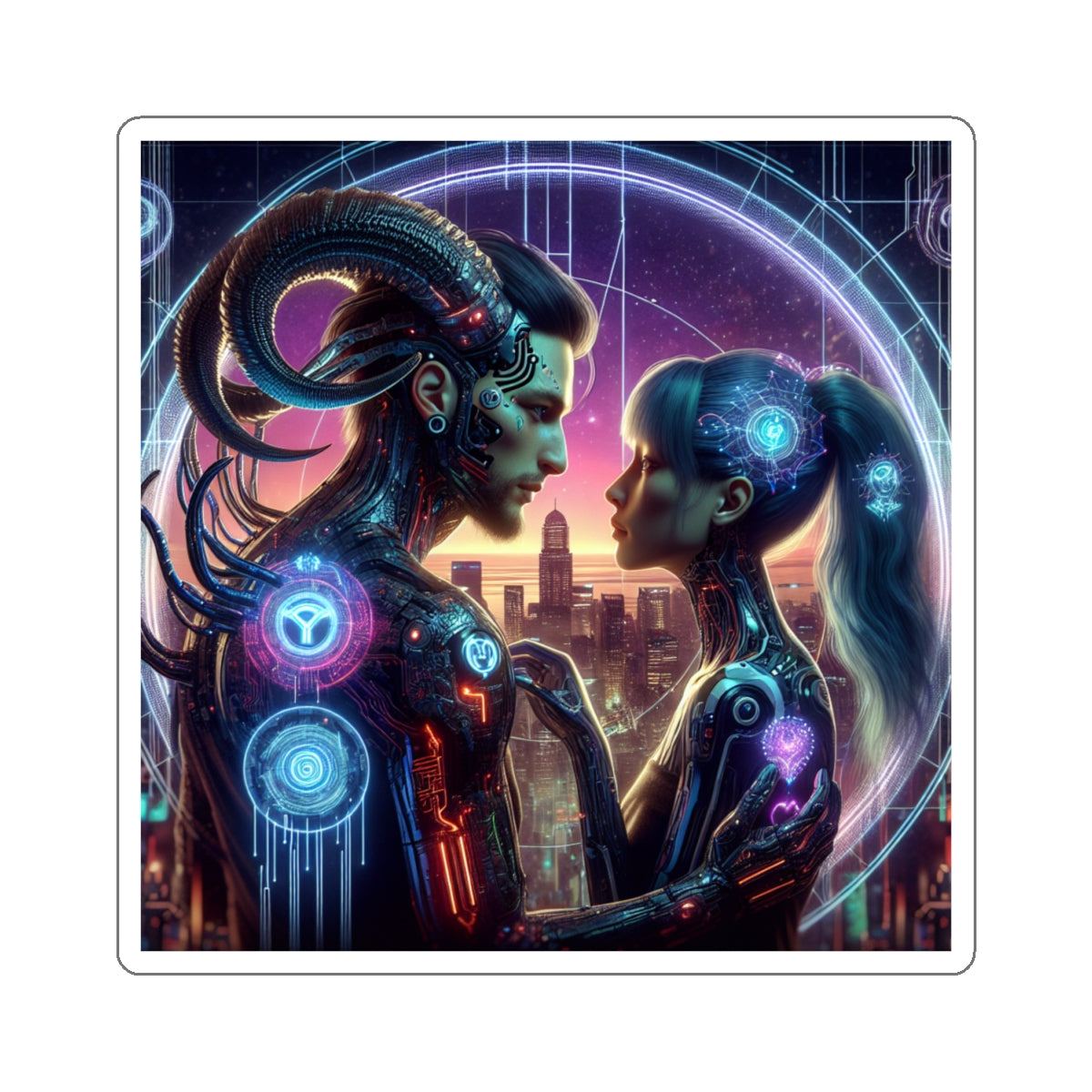 Cyber Love Cityscape Sticker
