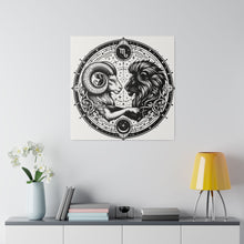 Load image into Gallery viewer, Astrological Aries and Leo Black and White Artwork on Matte Canvas
