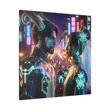 Load image into Gallery viewer, Cyberpunk Romance - Neon Dreamscape Matte Canvas Art 0.75 Inch Frame
