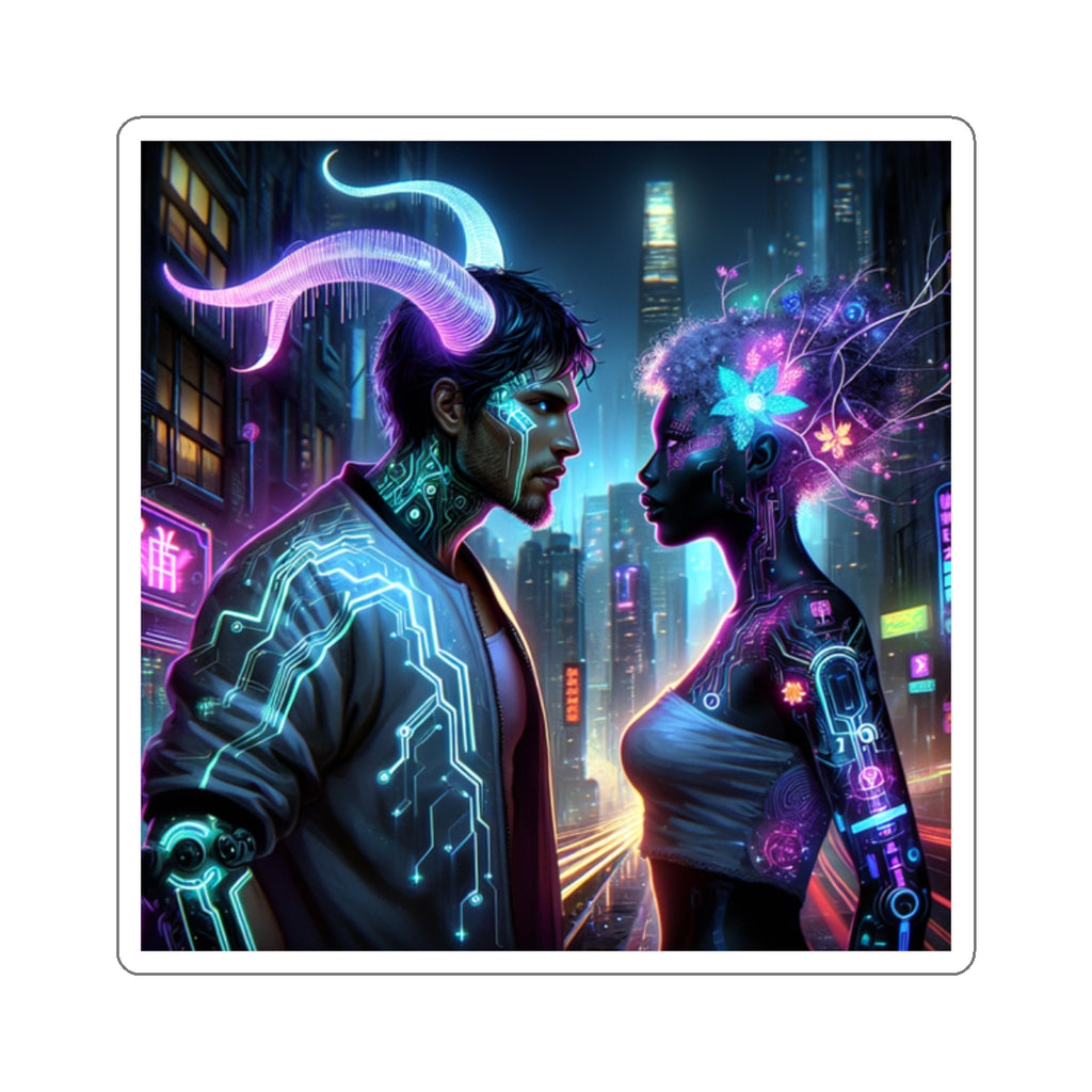 Cyberpunk Romance Kiss-Cut Sticker