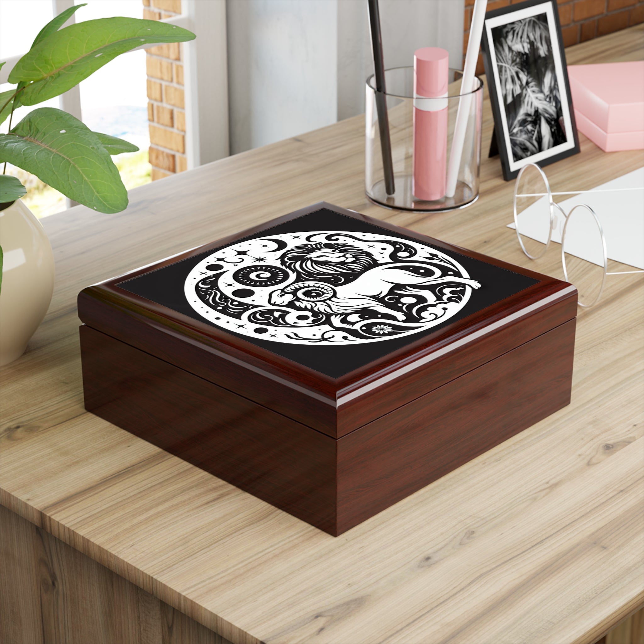 Celestial Zodiac Lion Jewelry Box