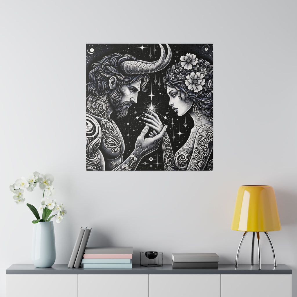 Celestial Embrace - Cosmic Lovers Matte Canvas Art 0.75 Inch Frame