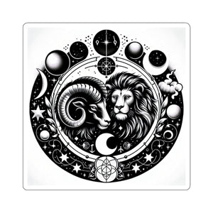 Astrological Lion and Ram Sticker