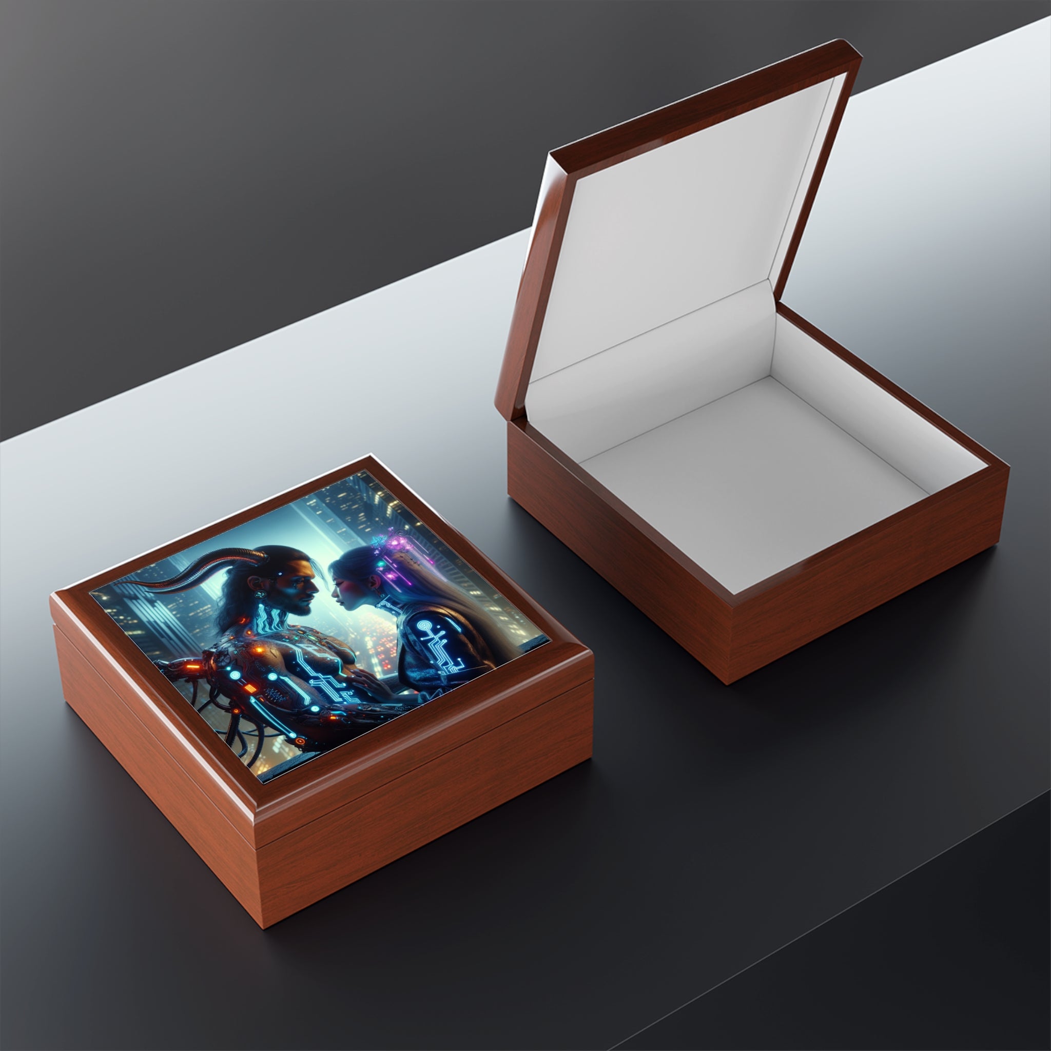 Futuristic Romance Illuminated Jewelry Box