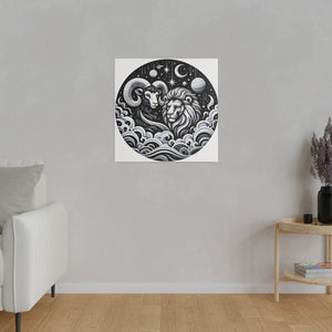 Celestial Zodiac Aries and Leo Harmony Matte Canvas Art - Stretched 0.75 Inch
