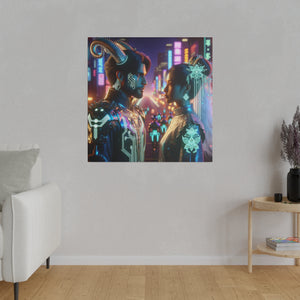 Cyberpunk Romance - Neon Dreamscape Matte Canvas Art 0.75 Inch Frame